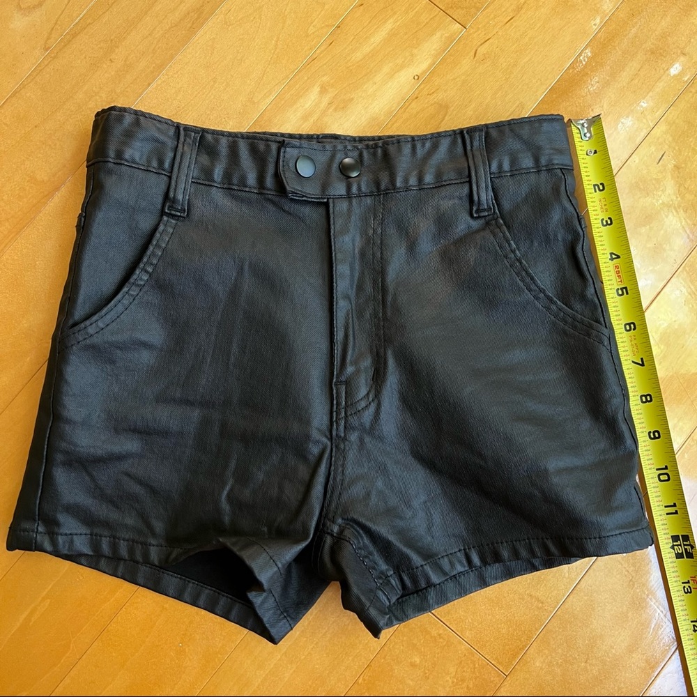 Vintage High Waist Faux Leather Shorts
